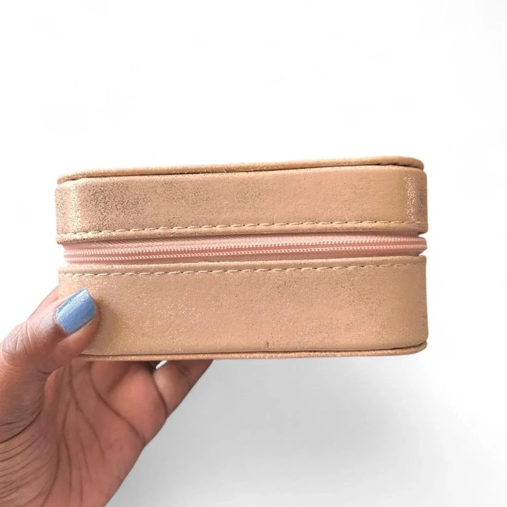 Jewelry Case Rose Gold J Monogram Coquette Travel Glitter Vanity Organizer Small